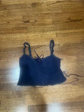 Edikted Navy Lace Cami Crop Top